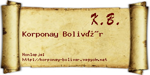 Korponay Bolivár névjegykártya
